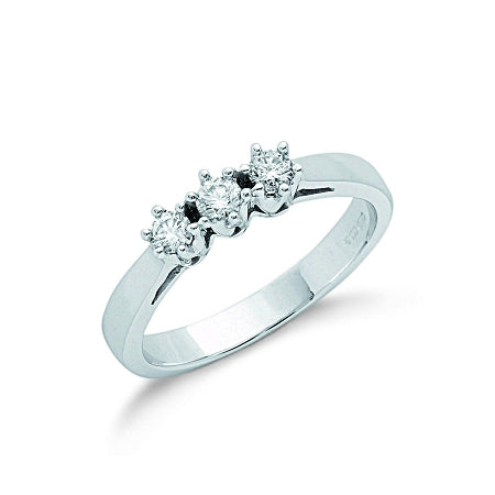 9ct White Gold Diamond Trilogy Ring – Hackney Jewellers