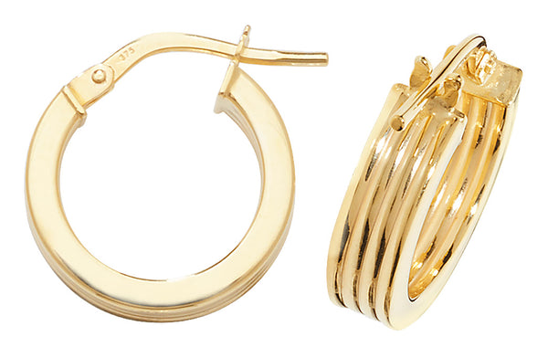 9ct Gold Pattern Wide Hoop Earrings – Hackney Jewellers