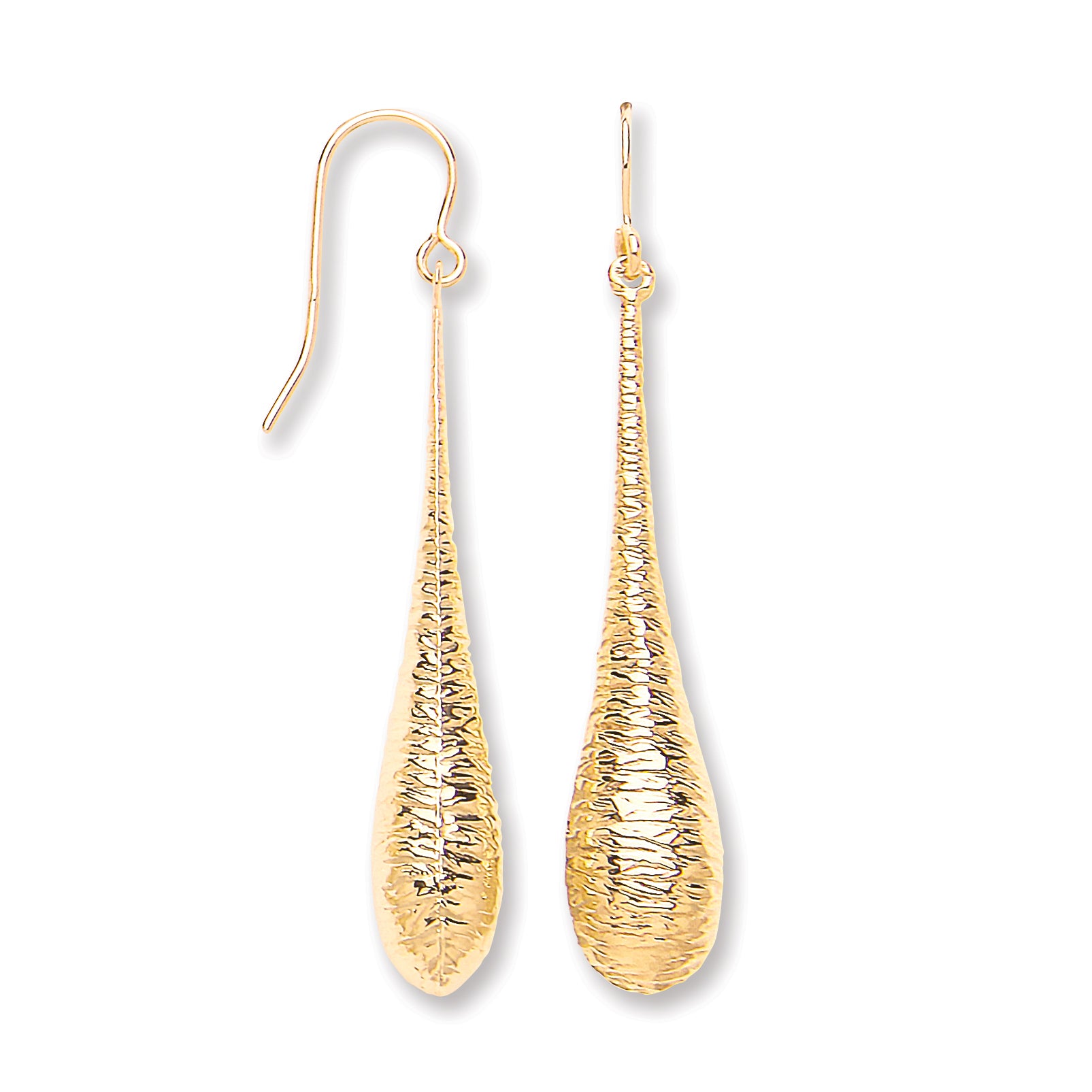 9ct Gold Diamond Cut Drop Earrings