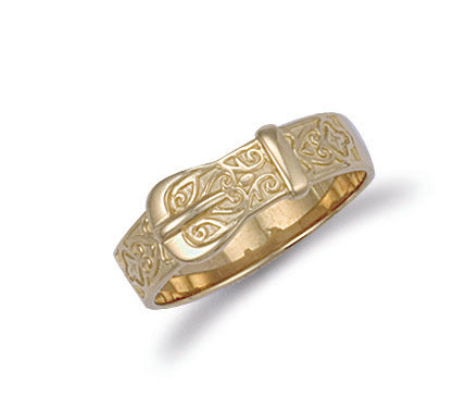 9ct Gold Patterned Buckle Ring