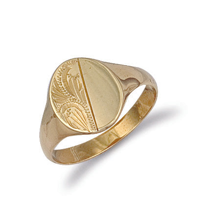 9ct Gold Engraved Signet Ring