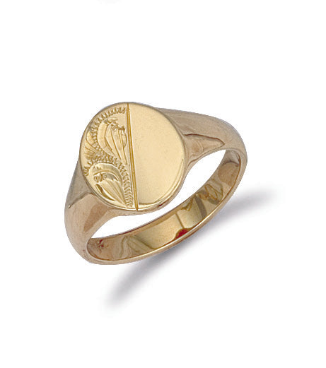 9ct Gold Oval Engraved Signet Ring