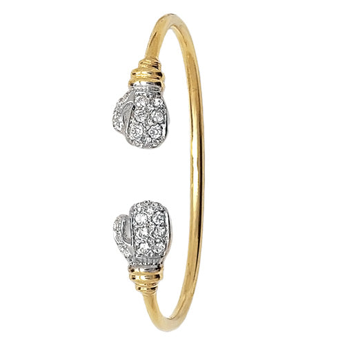 9ct Gold Babies Cubic Zirconia Boxing Gloves Bangle