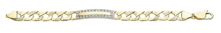  9ct Gold Baby Curb Bracelet With Cubic Zirconia ID Bar