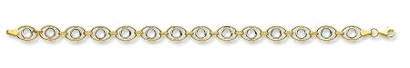  9ct Gold 2 Colour Oval Link  Bracelet
