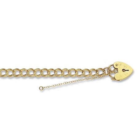  9ct Gold Double Link Charm Bracelet