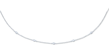 9ct White Gold 18" Chain With Cubic Zirconia's