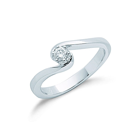 9ct White Gold Diamond Engagement Ring
