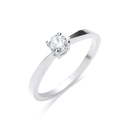 9ct White Gold Diamond Engagement Ring