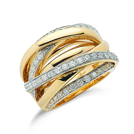 9ct Gold Diamond Crossover  Ring