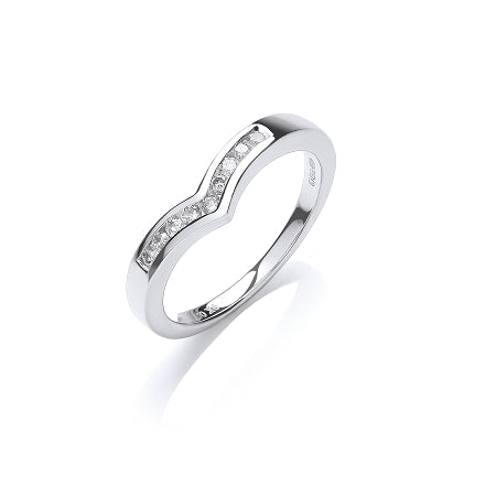 9ct White Gold Diamond Wishbone Ring