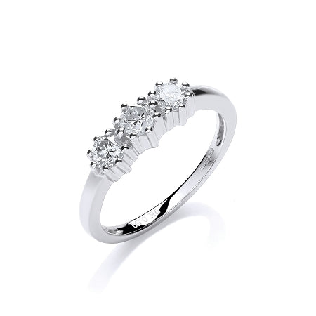 9ct White Gold Diamonds Trilogy Ring
