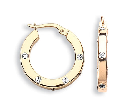  9ct Gold Hoop Earrings With Cubic Zirconia's