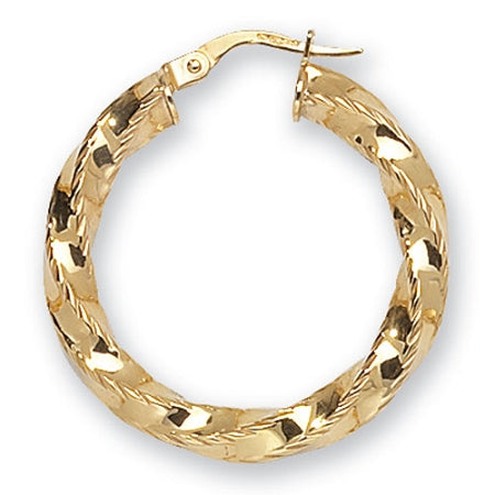 9ct Gold Twist Hoop Earrings