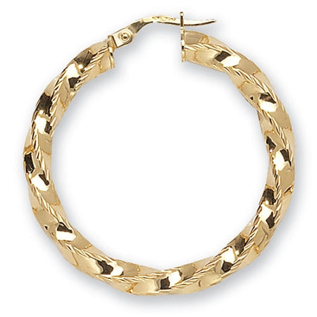 9ct Gold Twist Hoop Earrings