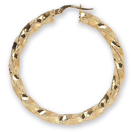 9ct Gold Twist Hoop Earrings