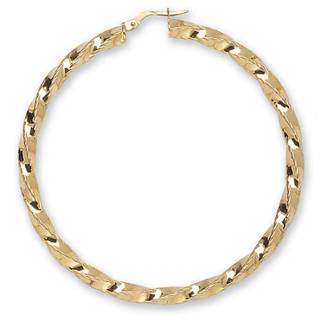 9ct Gold Large Twist Hoop Earrings