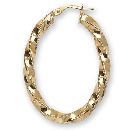 9ct Gold Twist Oval Earrings