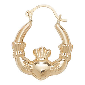 9ct Gold Babies Claddagh Creole  Earrings
