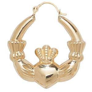 9ct Gold Claddagh Creole Earrings