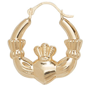9ct Gold Claddagh Creole Earrings
