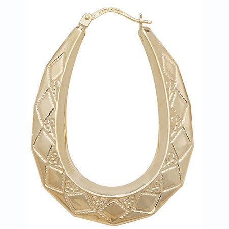 9ct Gold Patterned Creole Earrings