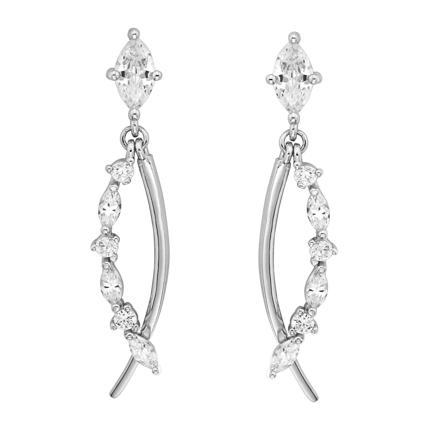 Sterling Silver Cubic Zirconia Drop Earrings