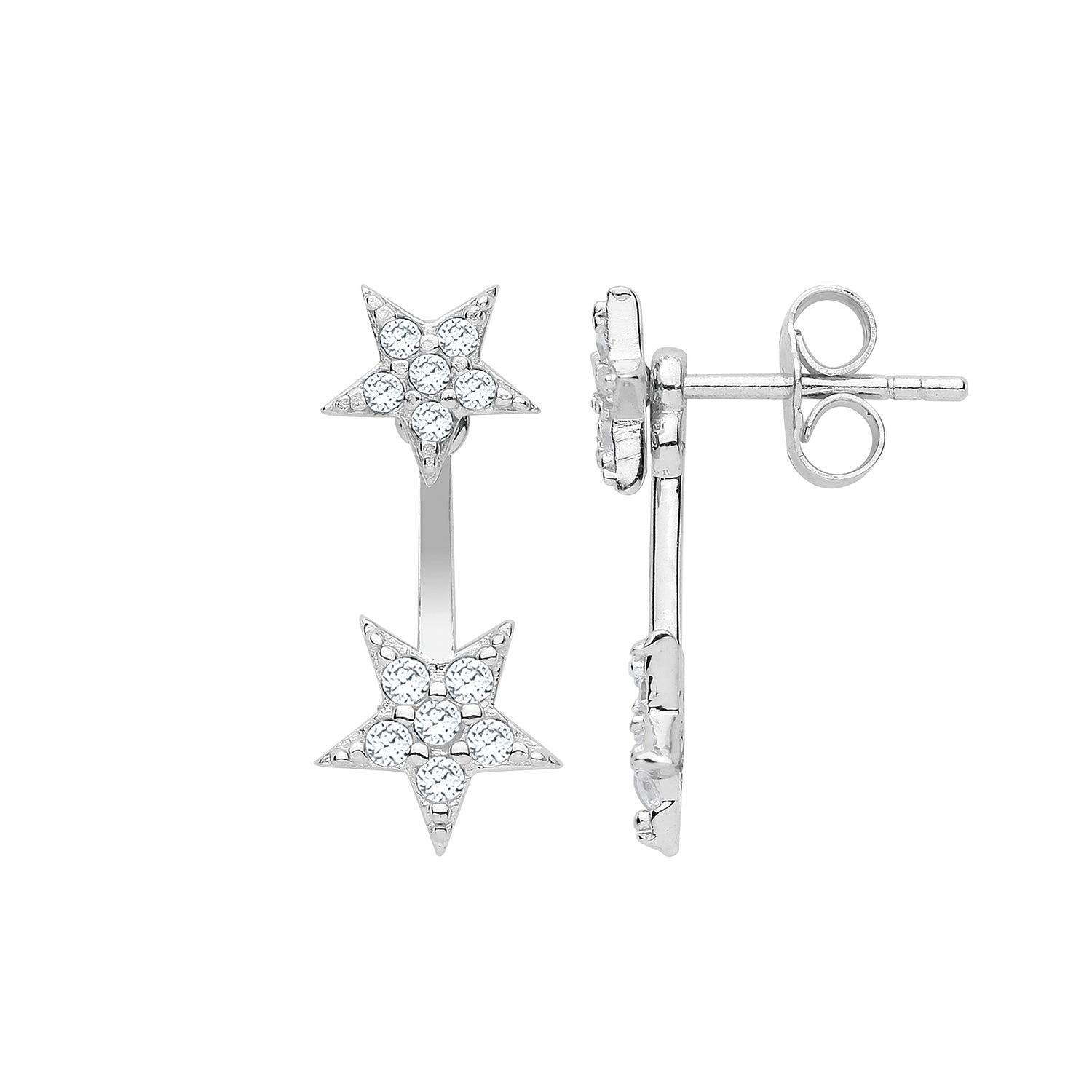 Sterling Silver Cubic Zirconia Stars Studs