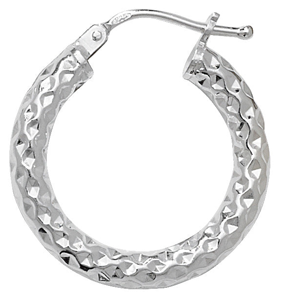 Sterling Silver Patterned Hoop Earrings