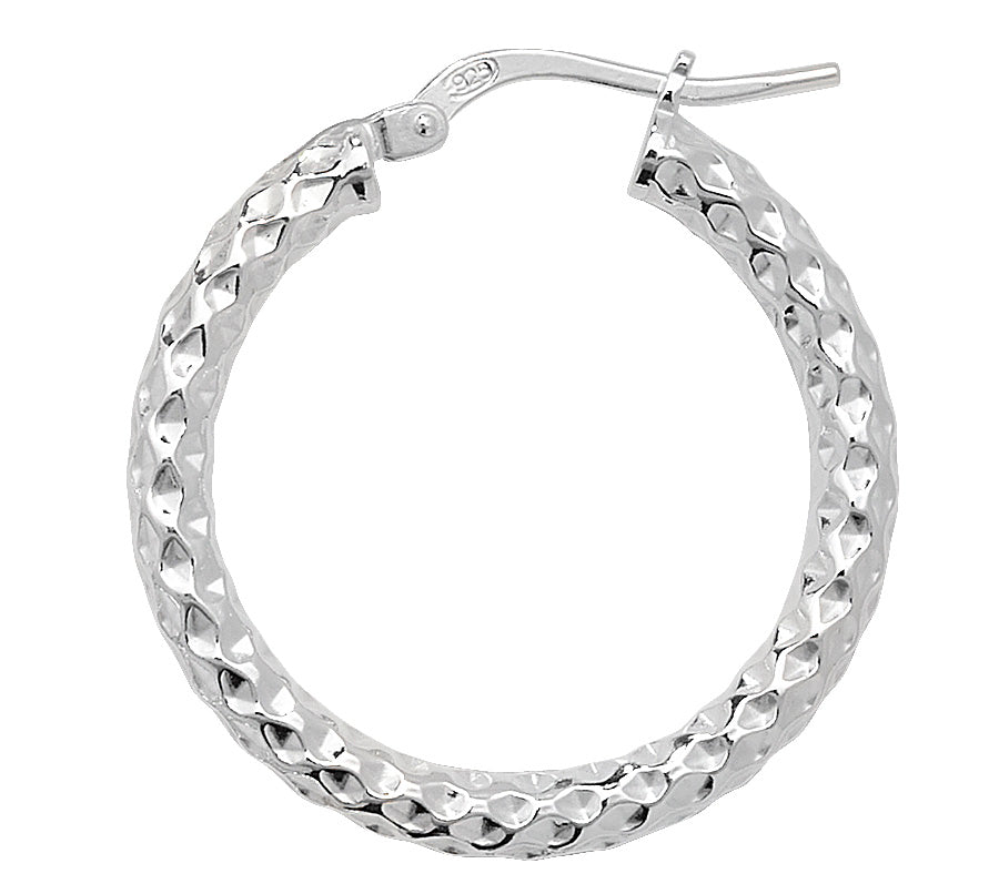 Sterling Silver Patterned Hoop Earrings
