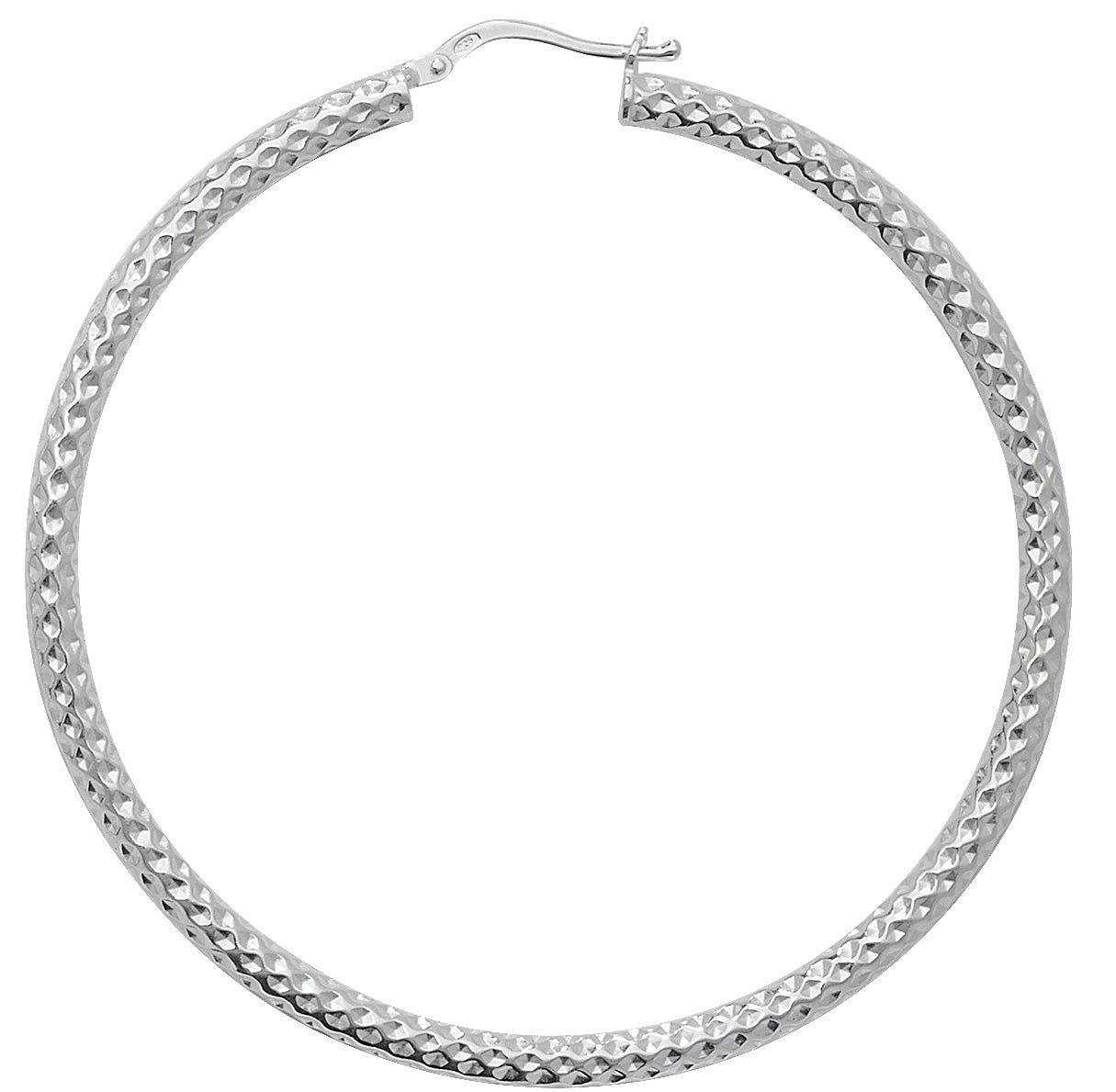 Sterling Silver Patterned Hoop Earrings