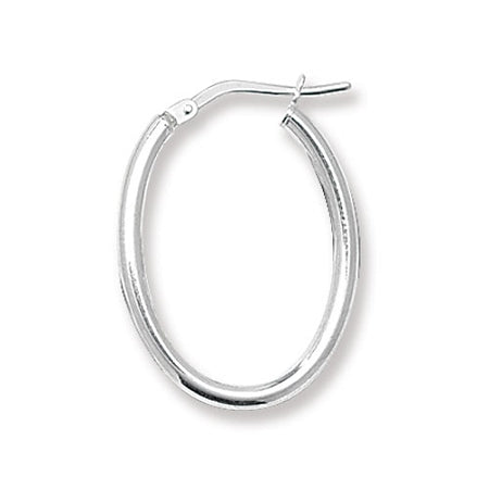 Sterling Silver Oval Plain Hoop Earrings