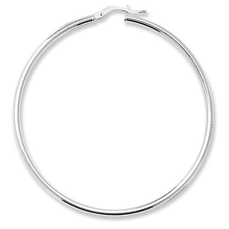 Sterling Silver Large Plain Hoop Earrings