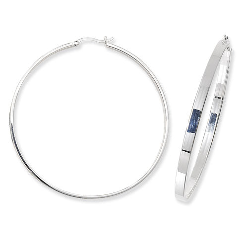 Sterling Silver Flat Plain Hoop Earrings