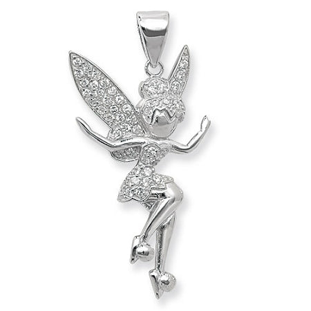 Sterling Silver  Cubic Zirconia Tinkerbell Pendant