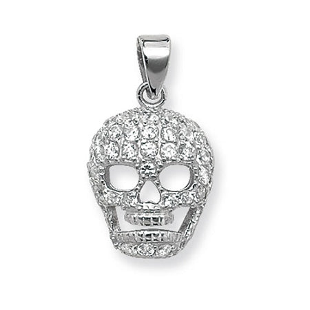 Sterling Silver Solid Skull With Cubic Zirconia's