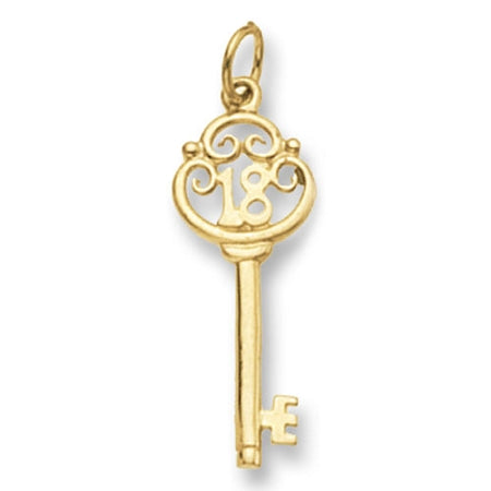 9ct Gold '18' Key Pendant