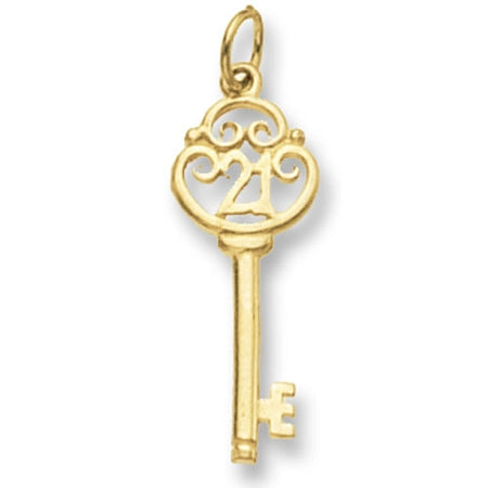 9ct Gold '21' Key Pendant