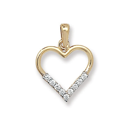 9ct Gold Cubic Zirconia Heart Pendant