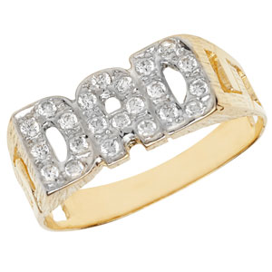 9ct Gold Cubic Zirconia 'DAD' Ring