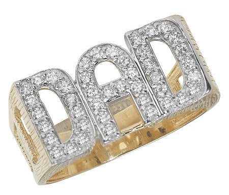 9ct Gold Cubic Zirconia 'DAD' Ring