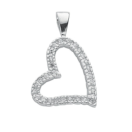 Sterling Silver Heart Pendant With Cubic Zirconia's
