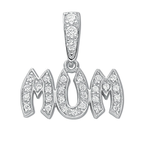 Sterling Silver Cubic Zirconia 'MUM' Pendant 