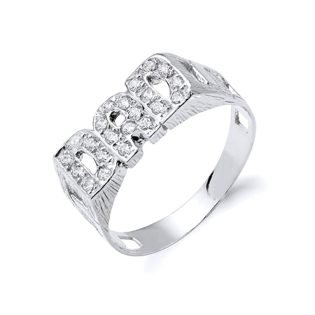 Sterling Silver Cubic Zirconia DAD Ring