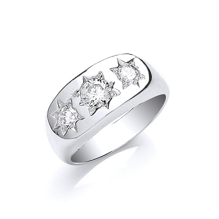 Sterling Silver Gents Cubic Zirconia Ring
