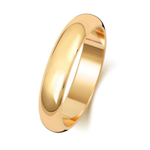  9ct  Gold 4MM D-Shape Wedding Band