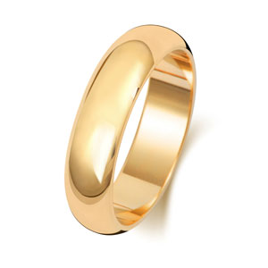  9ct Gold 5MM D-Shape Wedding Band