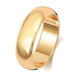  9ct Gold 6MM D-shape Wedding Band