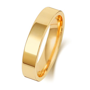 9ct Gold 4MM Flat Court Wedding Band