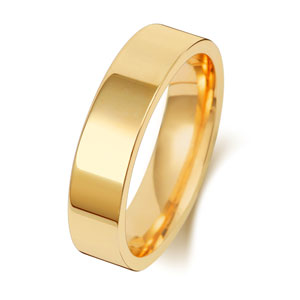  9ct Gold 5MM Flat Court Wedding Band